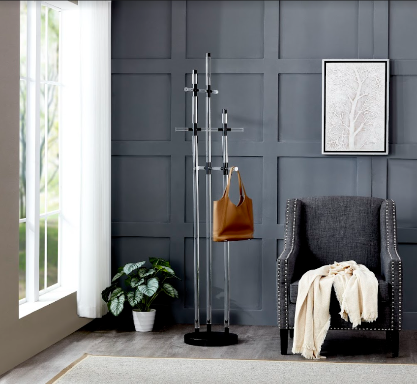 Clrear Acrylic Coat Rack Black Metal