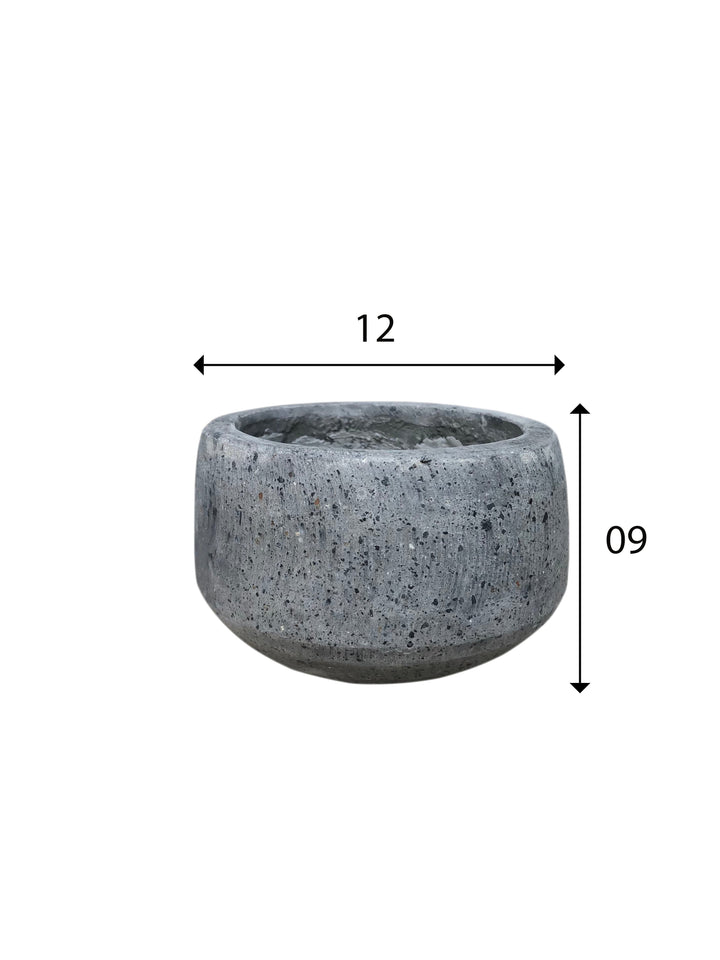 Coal Grey Terrazzo Indoor/Outdoor Plant Pot By Roots12W*12D*9H.