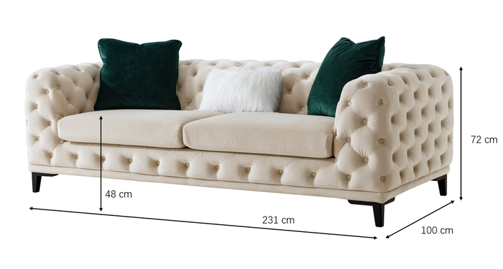 Statement Tuft Off-White Sofa (231cm)