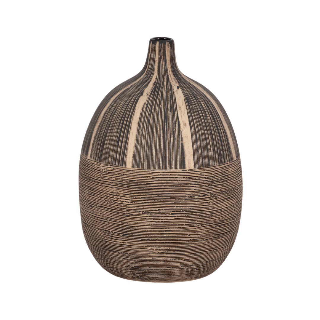 10" PLANTER W/ WOOD STAND, BEIGE