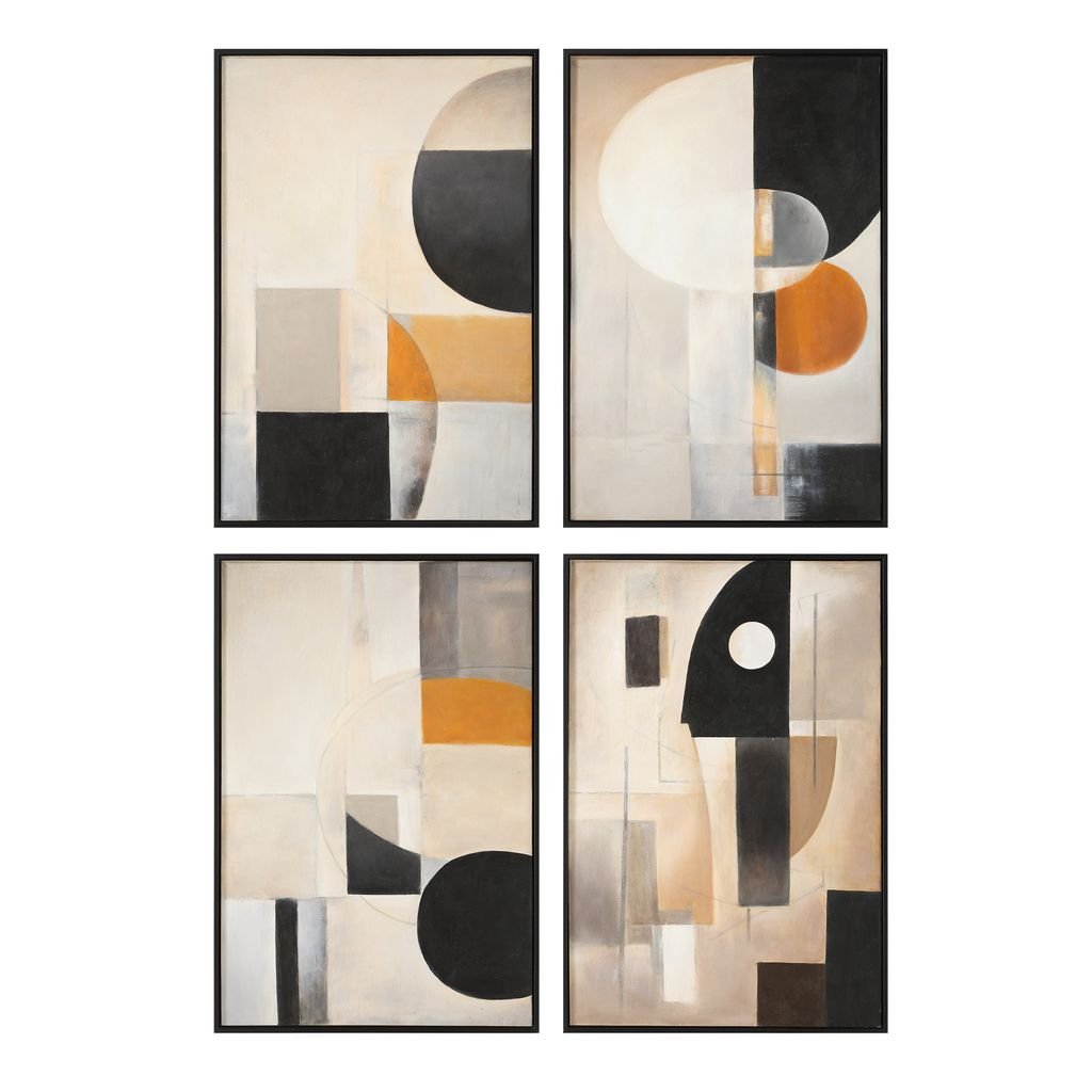 ABSTRACT SHAPES Hand Painted Canvas S/4
