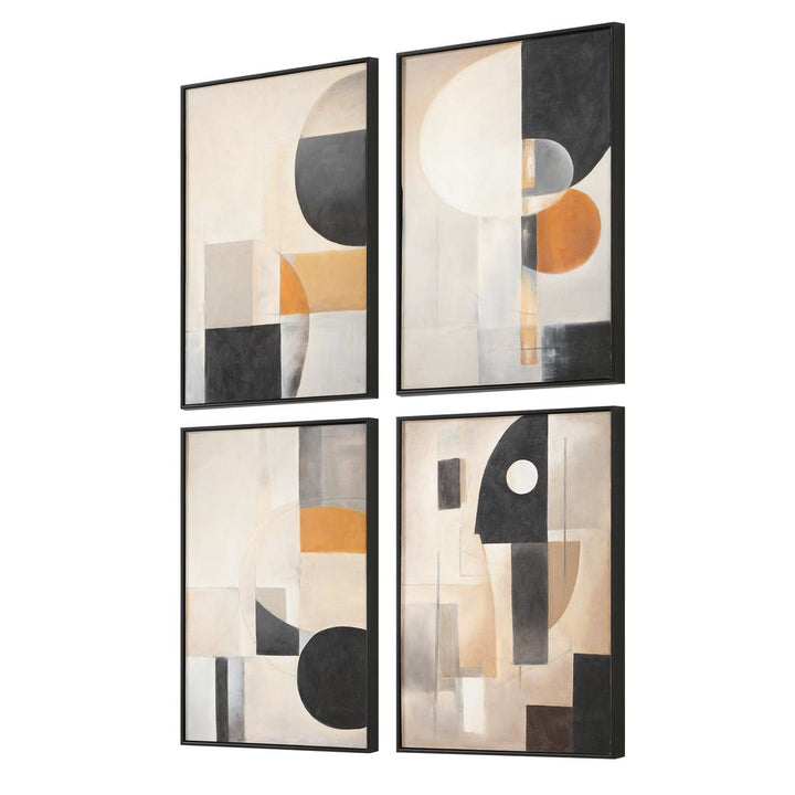ABSTRACT SHAPES Hand Painted Canvas S/4