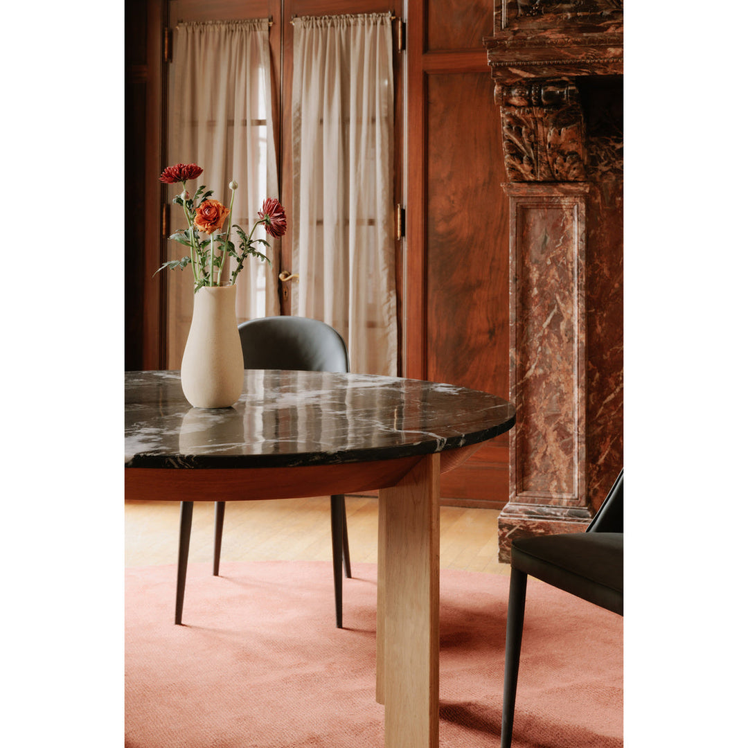 Angle Marble Dining Table Black Round Small