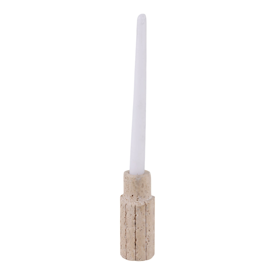 5X2" RAW EDGE TRAVERTINE TAPER HOLDER, TAN