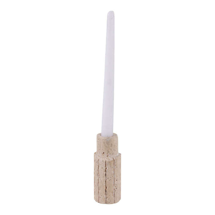 5X2" RAW EDGE TRAVERTINE TAPER HOLDER, TAN