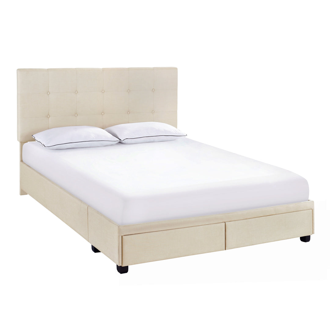 King Storage Bed - Linen