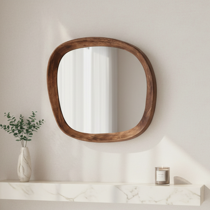 Azure Reflection Wood Mirror