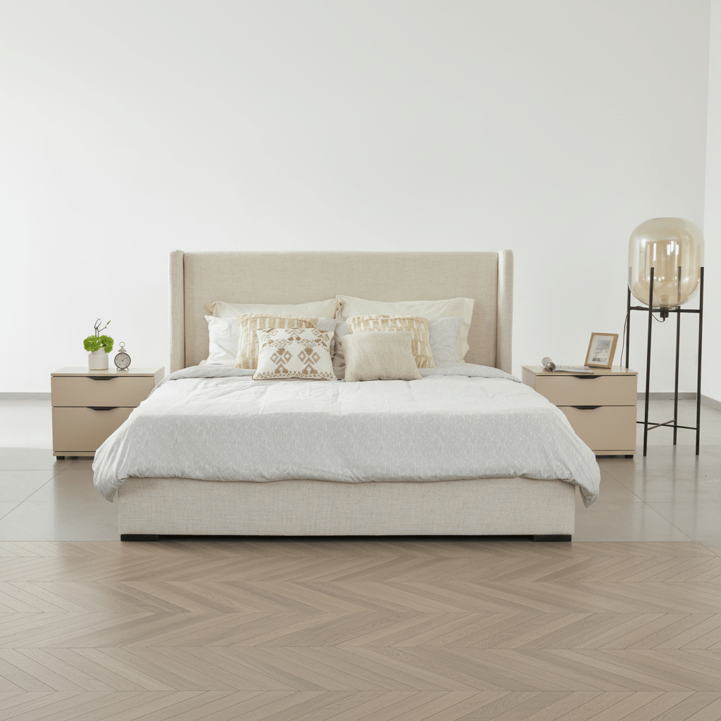 Bisque Beige Upholstered Bed