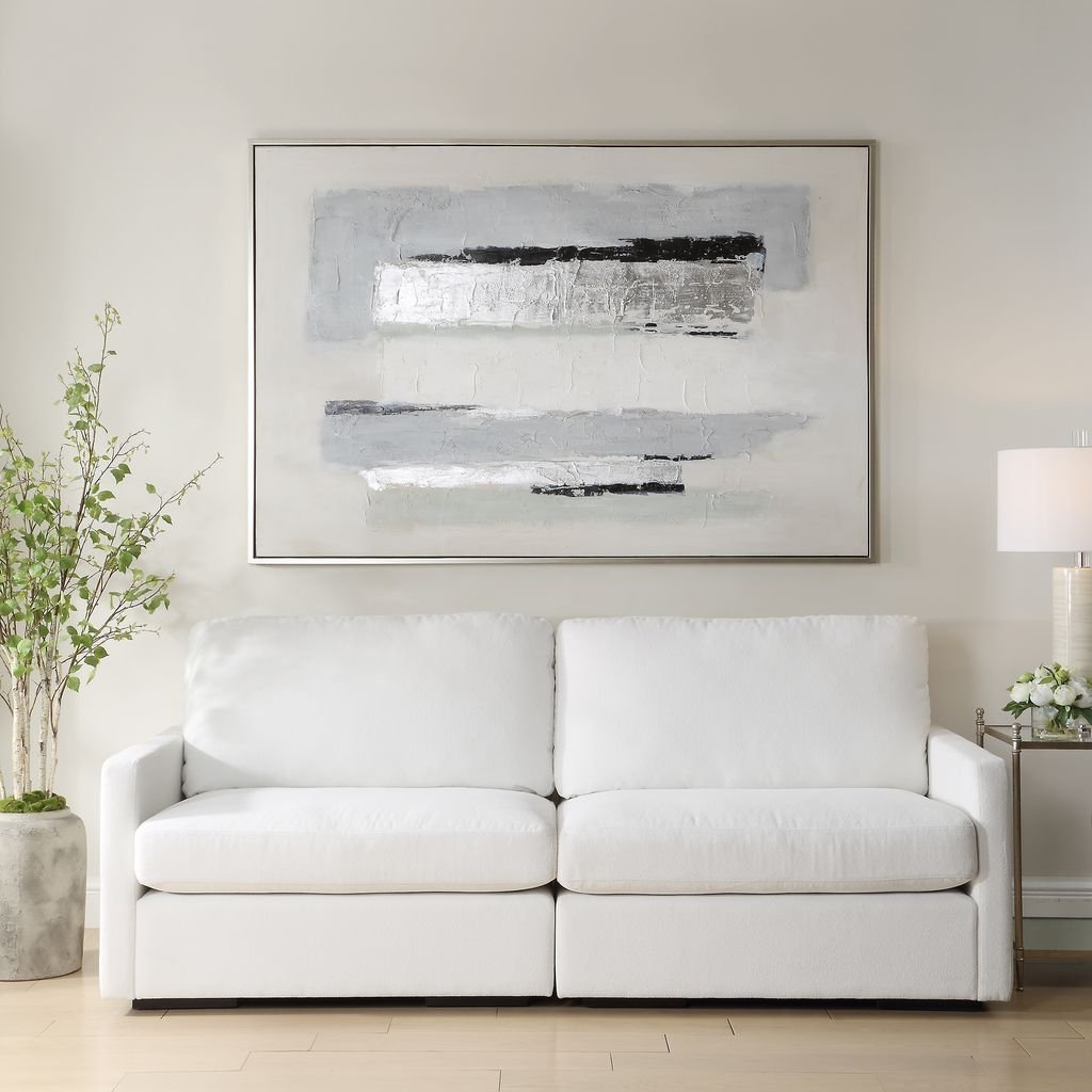 BLACK/SILVER ABSTRACT Hand Painted Canvas