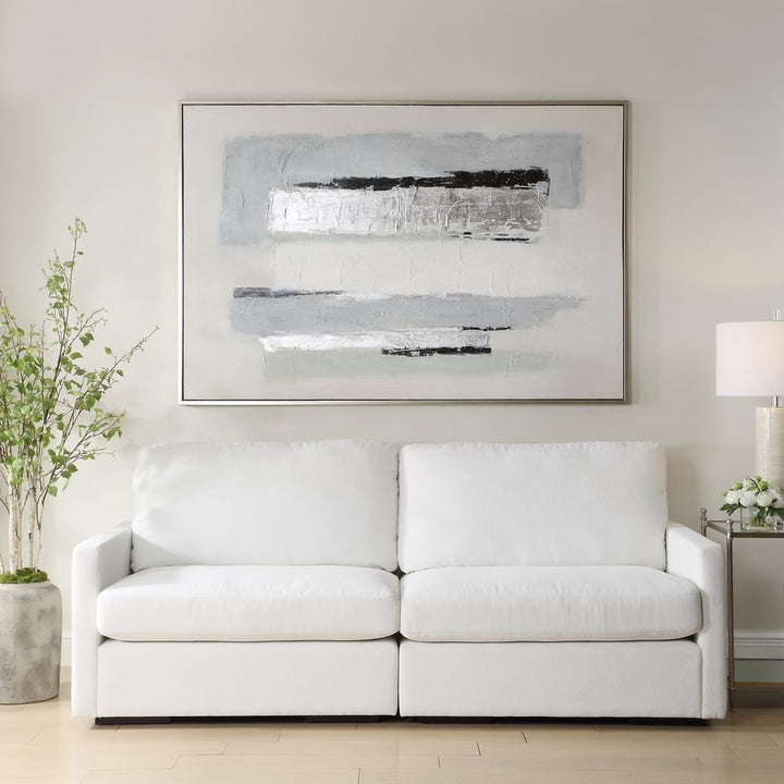 BLACK/SILVER ABSTRACT Hand Painted Canvas