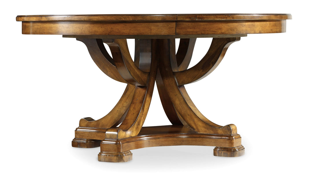 60in Round Pedestal Dining Table w/1-18in Leaf