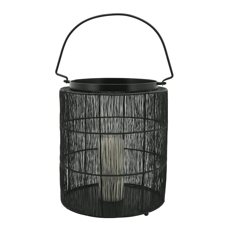 METAL 15" WIRE LANTERN, BLACK