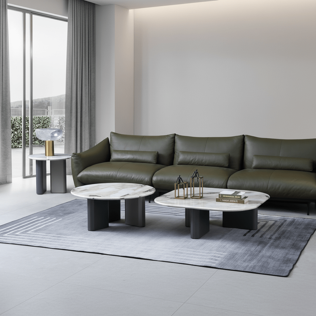 Celadon Charm Marble Curved Square Coffee Table