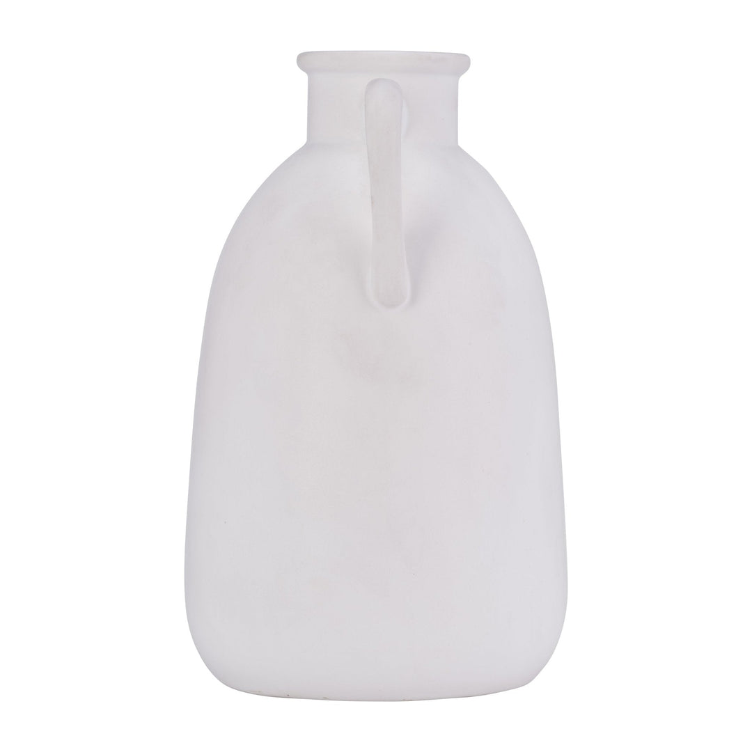 Cer, 10"H Eared Vase, White