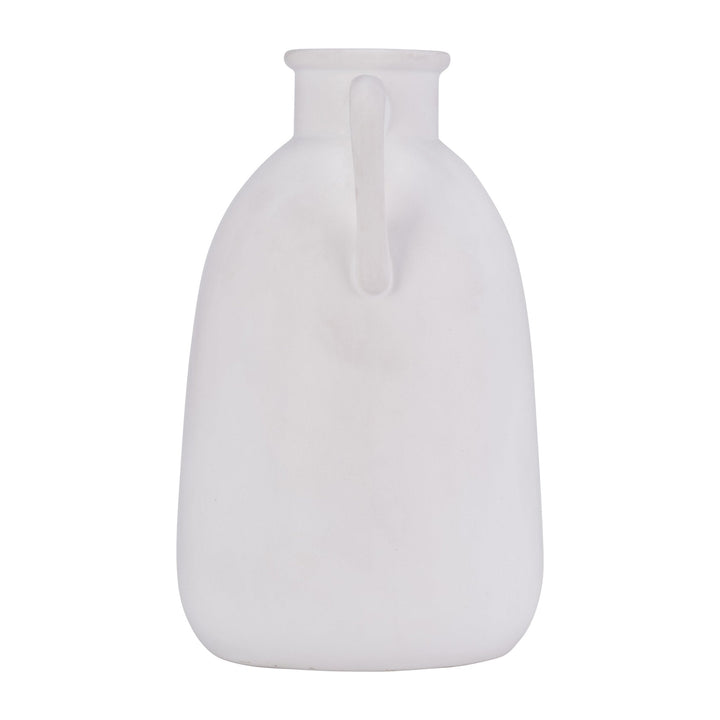Cer, 10"H Eared Vase, White