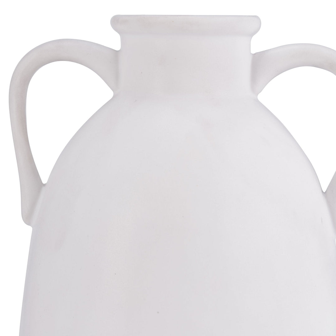 Cer, 10"H Eared Vase, White