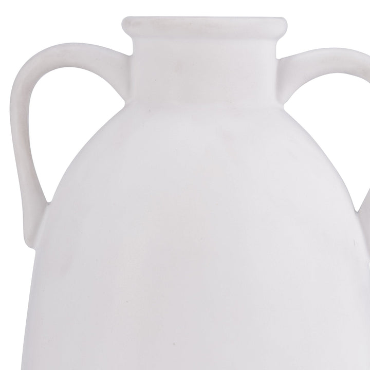Cer, 10"H Eared Vase, White