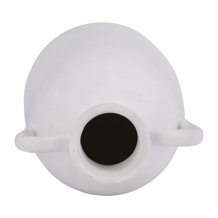 Cer, 10"H Eared Vase, White