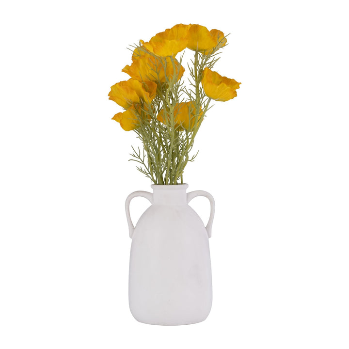 Cer, 10"H Eared Vase, White
