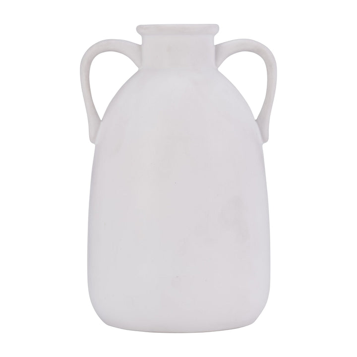 Cer, 10"H Eared Vase, White
