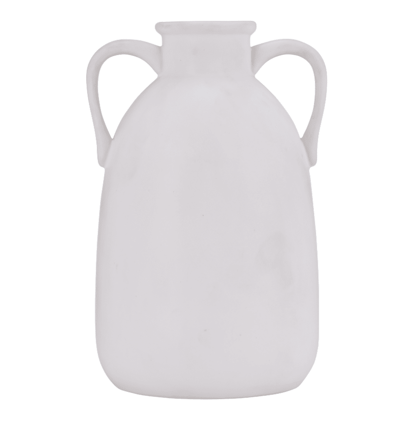 Cer, 10"H Eared Vase, White