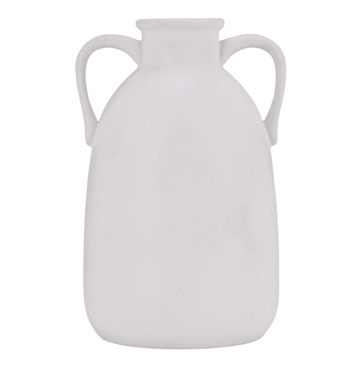 Cer, 10"H Eared Vase, White