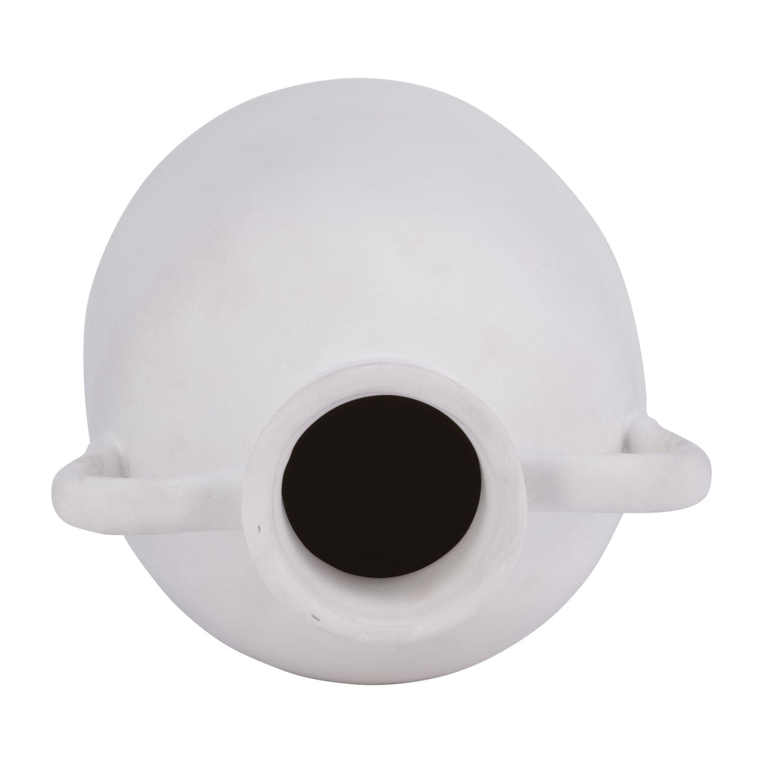 Cer, 10"H Eared Vase, White