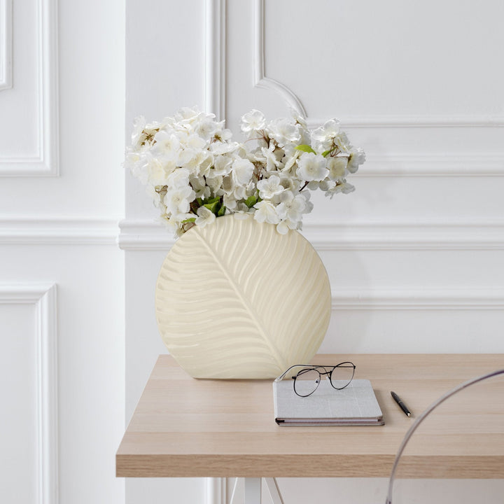 CER, 11" ROUND BOTANICAL VASE, COTTON