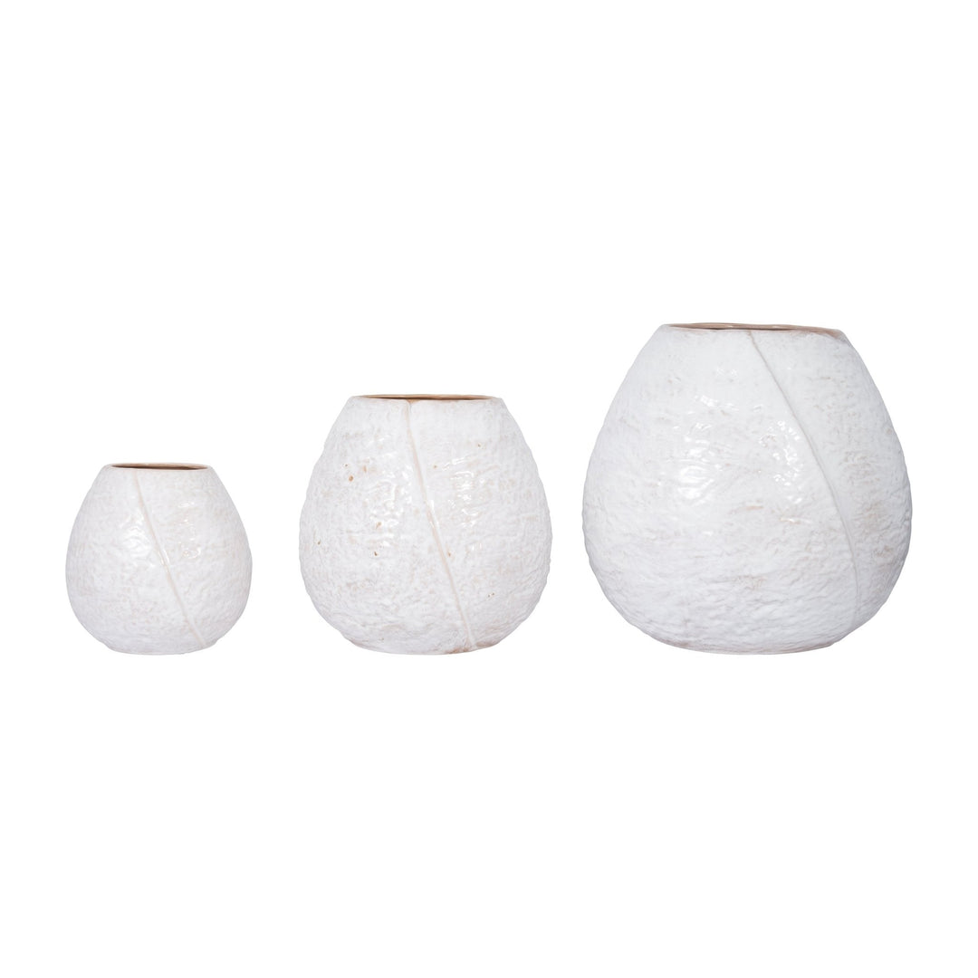 CER, 11" ROUND VASE, IVORY
