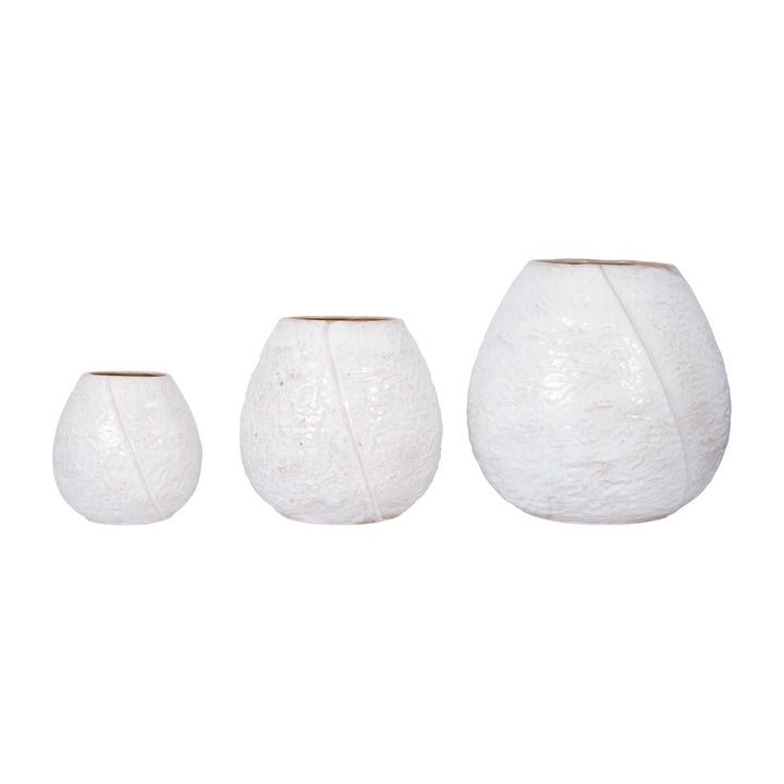 CER, 11" ROUND VASE, IVORY
