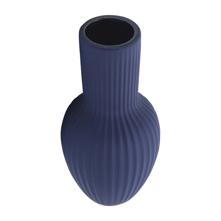CER, 11"H BOUQUET VASE, NAVY