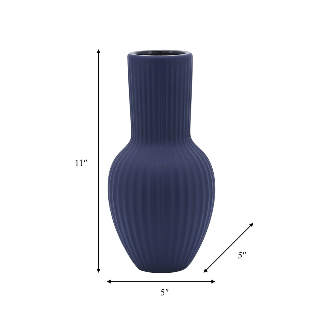 CER, 11"H BOUQUET VASE, NAVY