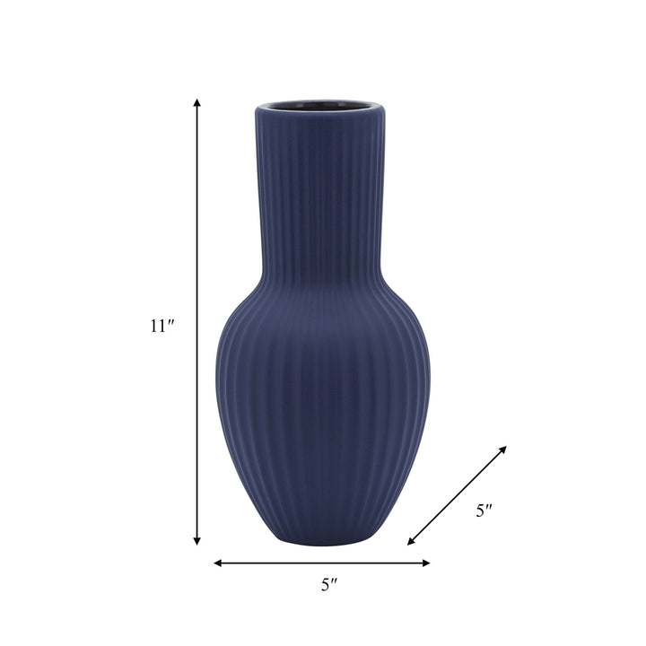 CER, 11"H BOUQUET VASE, NAVY