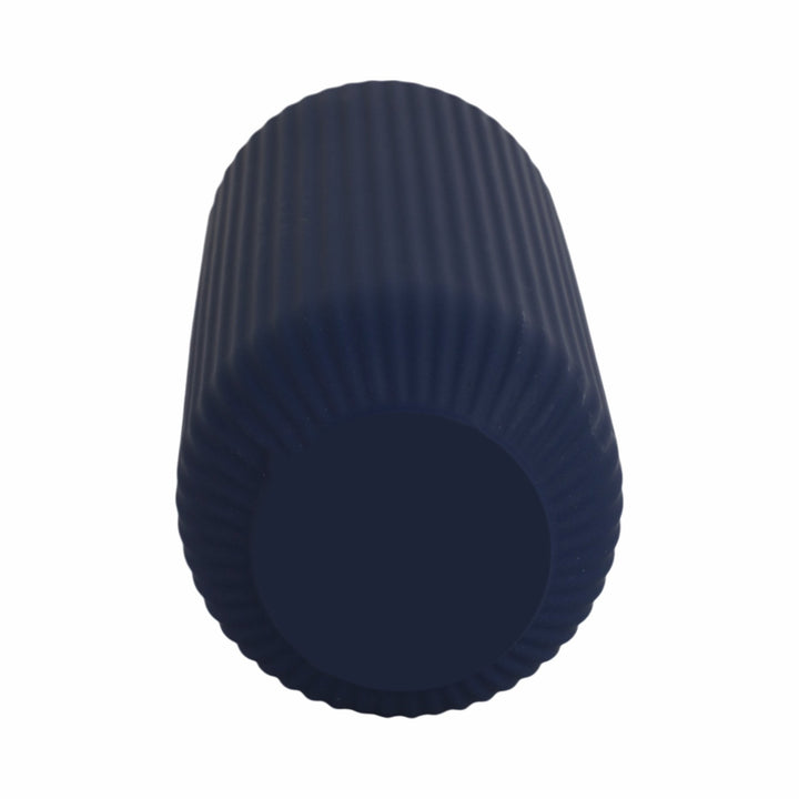 CER, 11"H RIDGED VASE, NAVY