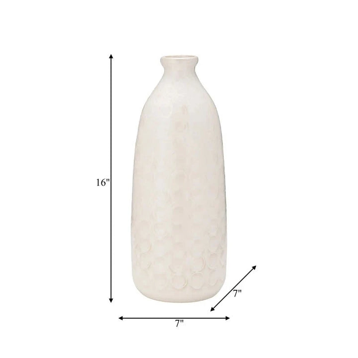 CER, 16" CIRCLES VASE, BEIGE