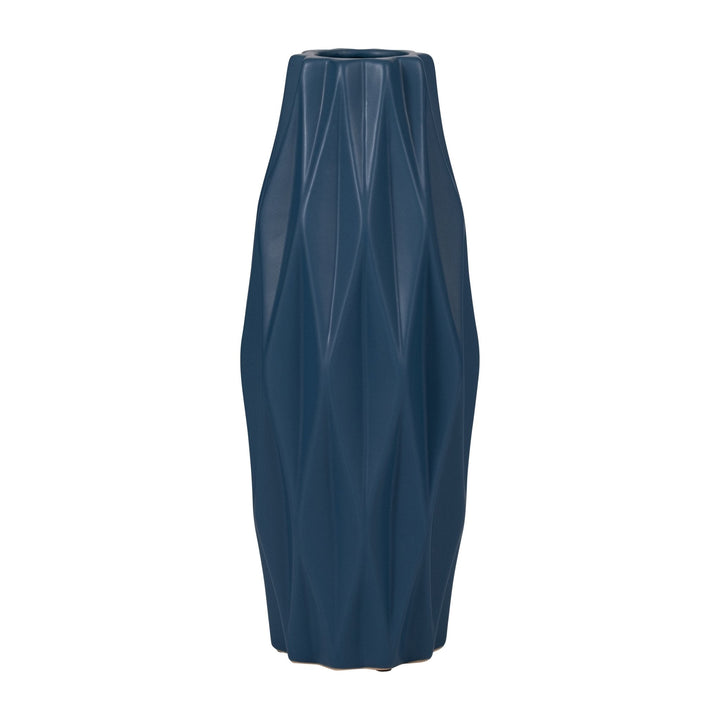 CER, 16" FLUTTER VASE, DARK BLUE