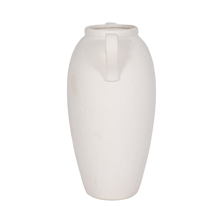 CER, 16" TEXTURED JUG W/ HANDLES, WHITE