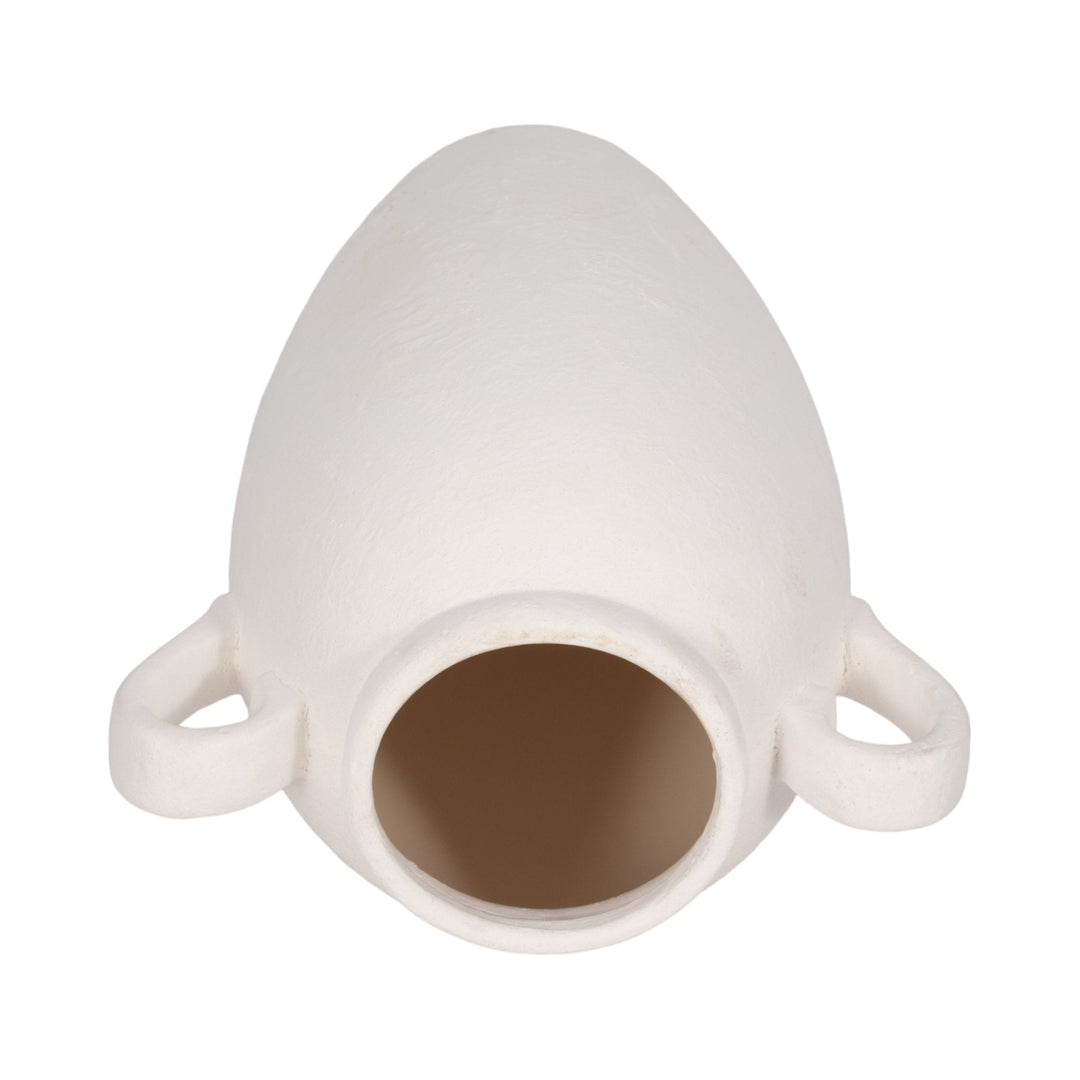 CER, 16" TEXTURED JUG W/ HANDLES, WHITE