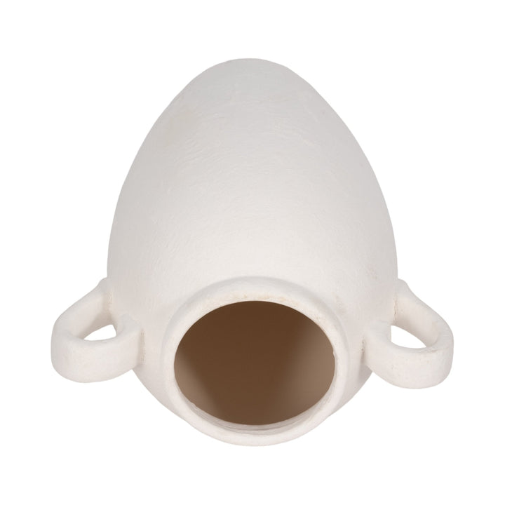 CER, 16" TEXTURED JUG W/ HANDLES, WHITE