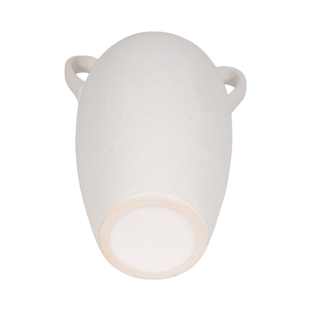 CER, 16" TEXTURED JUG W/ HANDLES, WHITE