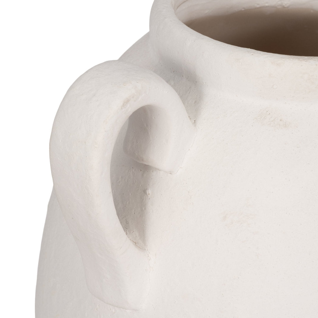 CER, 16" TEXTURED JUG W/ HANDLES, WHITE