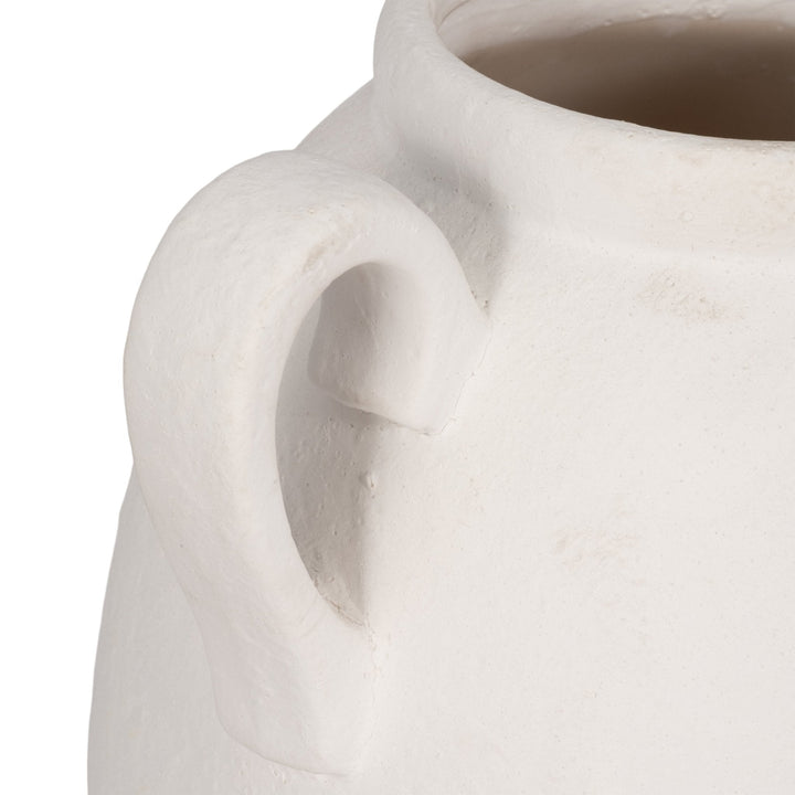CER, 16" TEXTURED JUG W/ HANDLES, WHITE