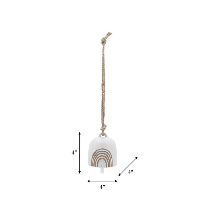 Cer, 4" Hanging Bell Rainbow, White/Beige