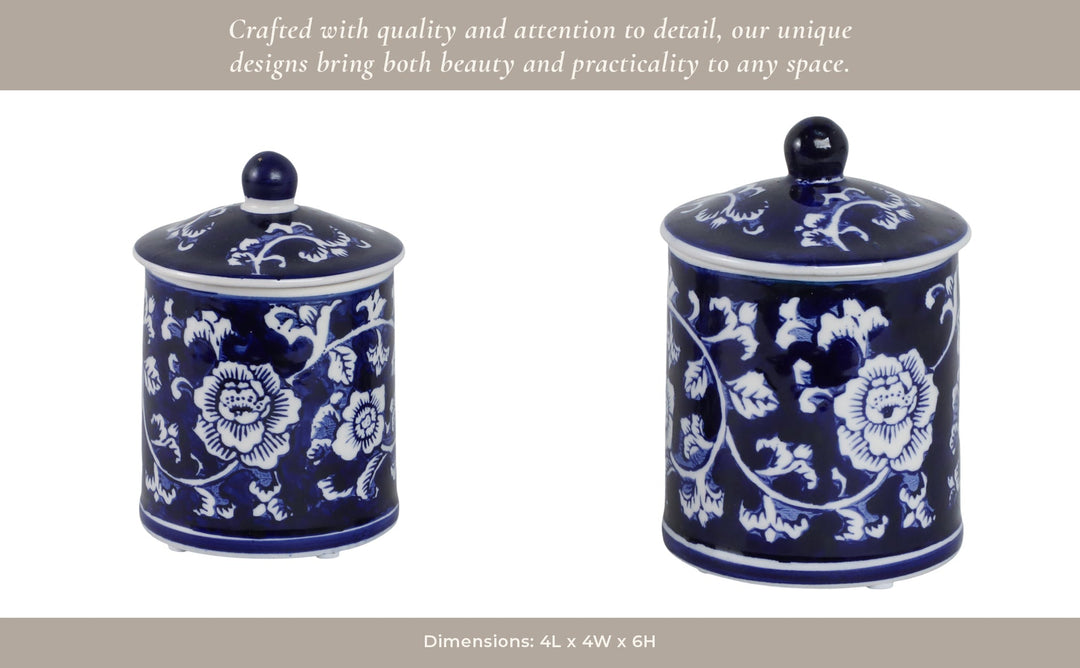 Cer, 6" 8oz Chinoiserie Scntd Candle W/lid,blu/wht