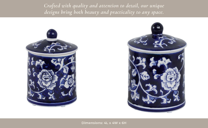 Cer, 6" 8oz Chinoiserie Scntd Candle W/lid,blu/wht