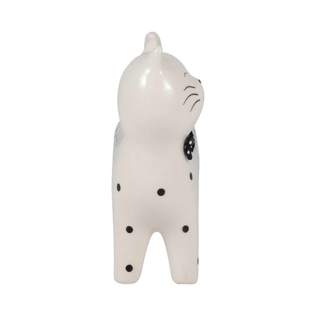 Cer, 7" Swirls Cat, White