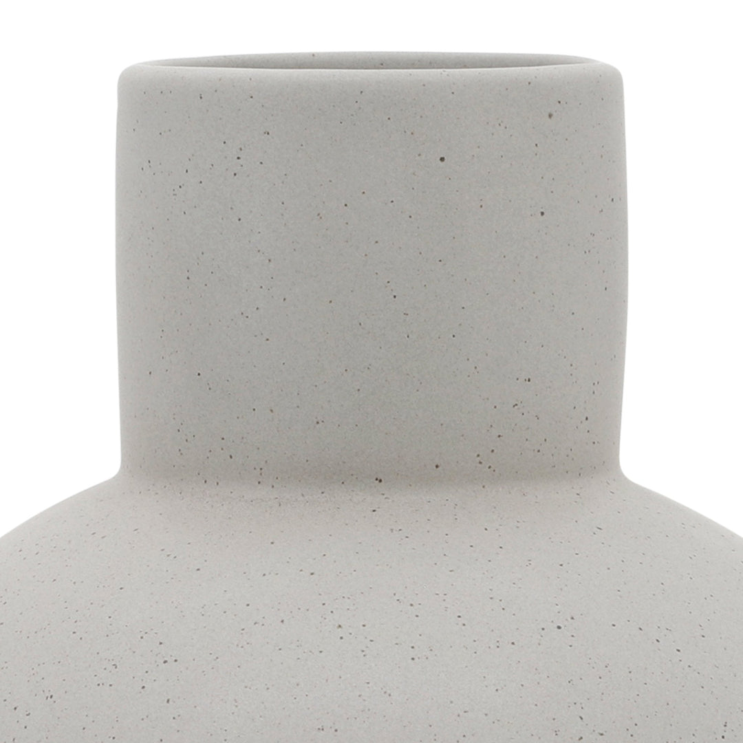 Cer, 8"H Bulbous Vase, White