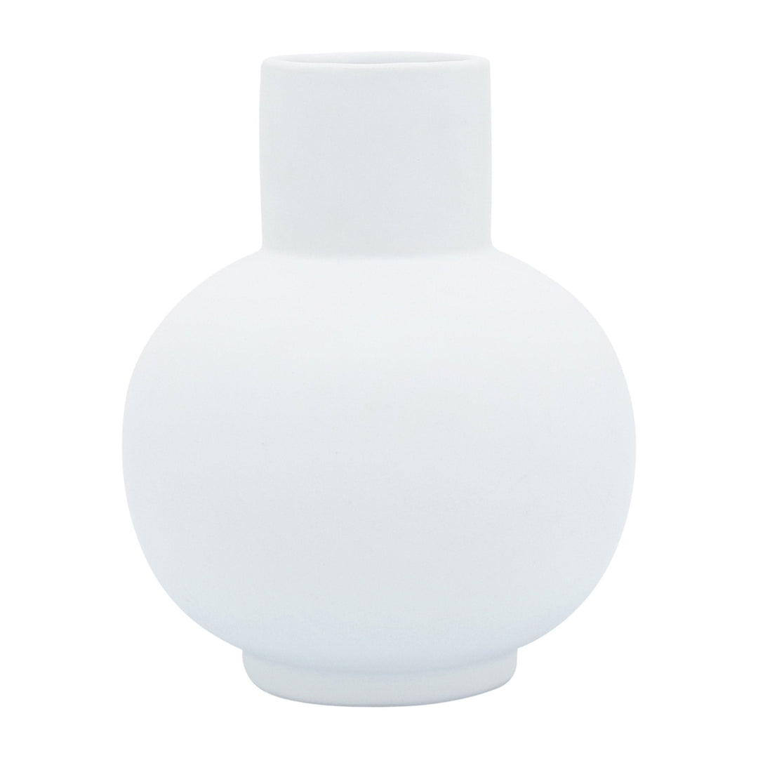 Cer, 8"H Bulbous Vase, White