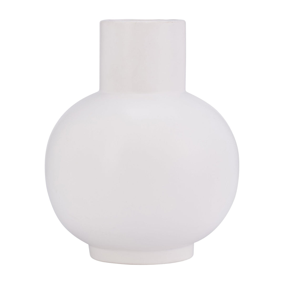 Cer, 8"H Bulbous Vase, White