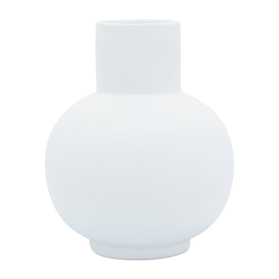 Cer, 8"H Bulbous Vase, White